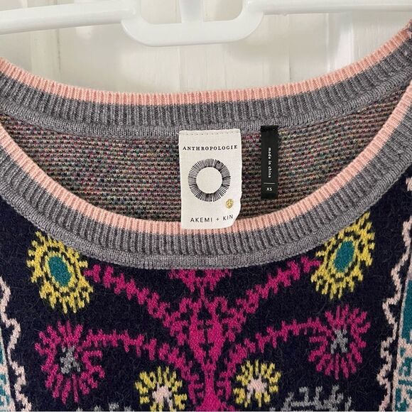 Anthropologie Akemi+Kin Kaleidoscope Boho Sweater Multicolored Mini Dress - Picture 7 of 7